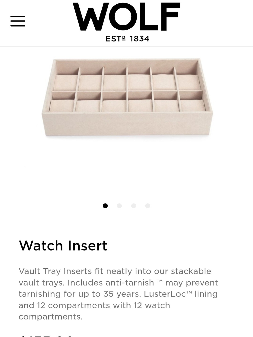 Wolf Watch Insert Tray Stackable Organizer